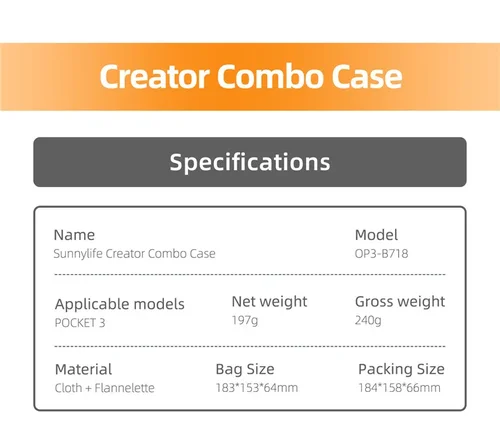 Imagen 2 del producto Bolsa de almacenamiento portátil para DJI Pocket 3, estuche de transporte, bolso de mano para cámara de mano, accesorios para DJI Osmo Pocket 3