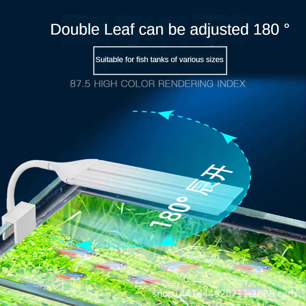 Fishbowl Clip Lamp with Time Setting, Full Spectrum Landscaping, Double  Aquarium LED, Blue White and Brightening Effect, 70cm