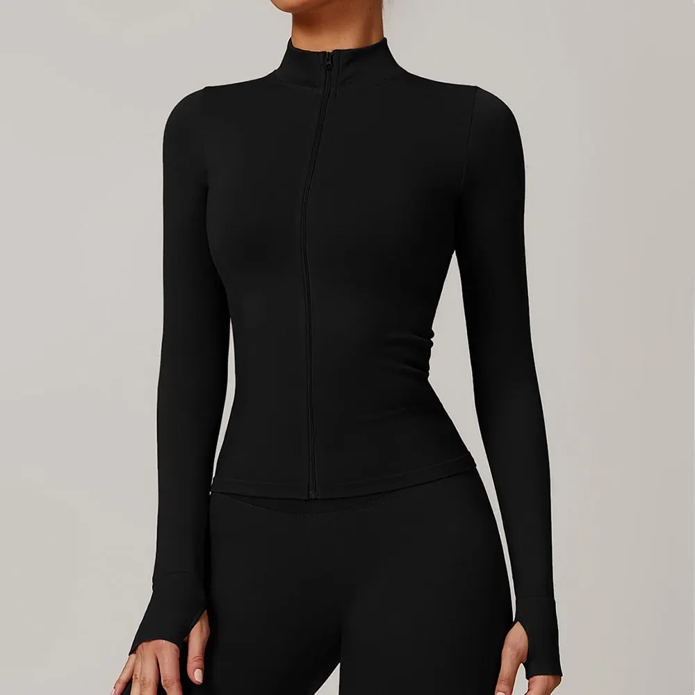 Seamless Long Sleeve Sports Jacket Women Zip Fitness Yoga Shirt Gym Top Activewear Running Coats Workout Clothes For Cycling