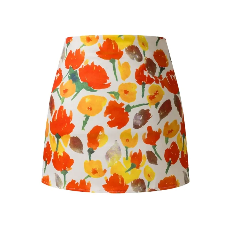 Summer Hot Girl Vacation Pure Desire Casual Style Printed Skirt For Women Niche Sexy Bodycon Mini Skirt Elegant For Summer OLFS