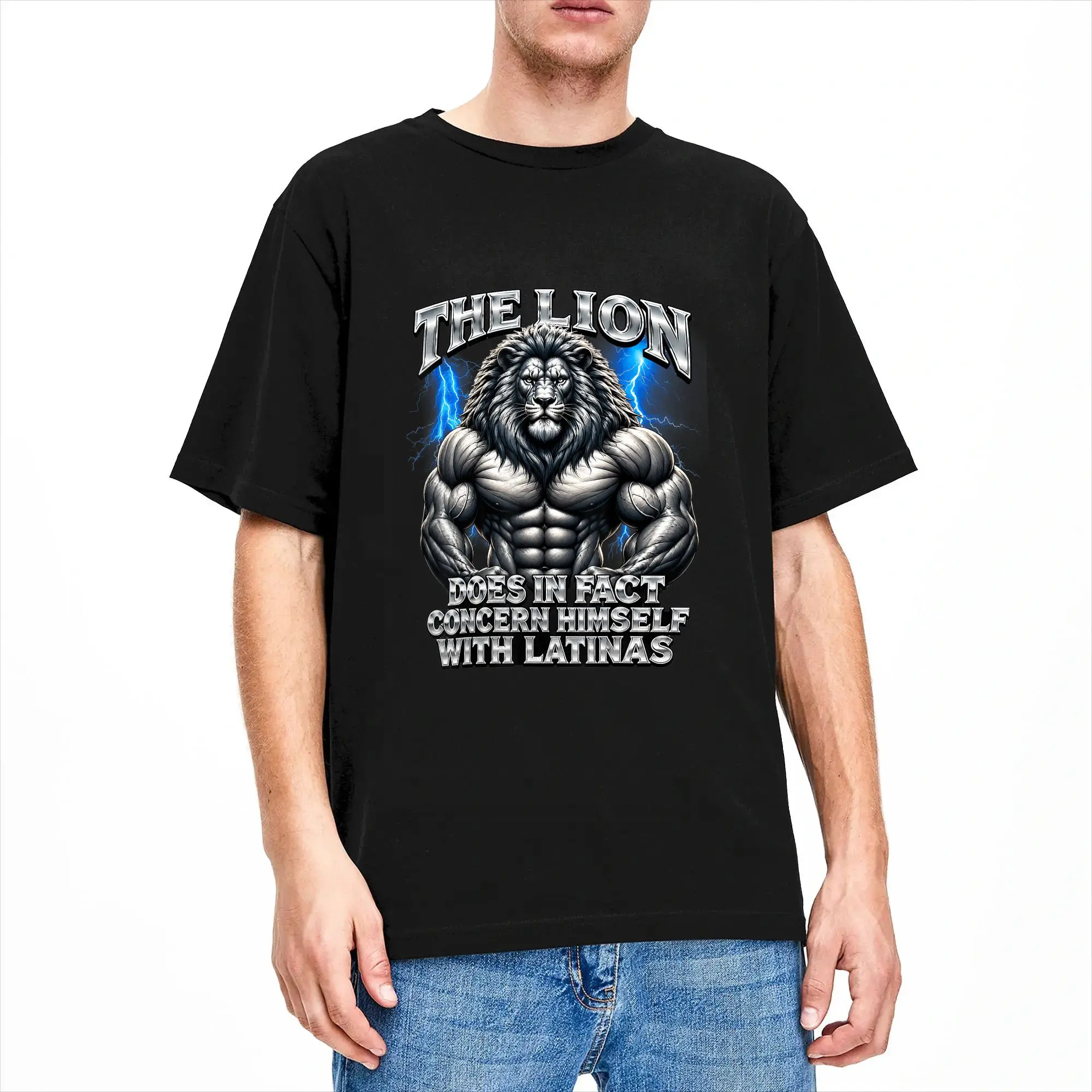 The Lion Does in Fact Concern Himself with Latinas T-Shirt Summer  100% Cotton T Shirts For Man Casual Tee Shirt Short Sleeve