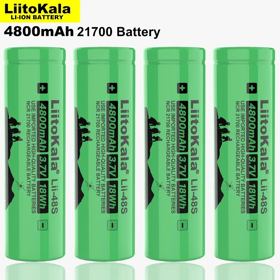 

LiitoKala Lii-48S 3.7V 4800mAh 21700 Li-lon Rechargeable Battery 9.6A Power 2C Rate Discharge Ternary Lithium Batteries