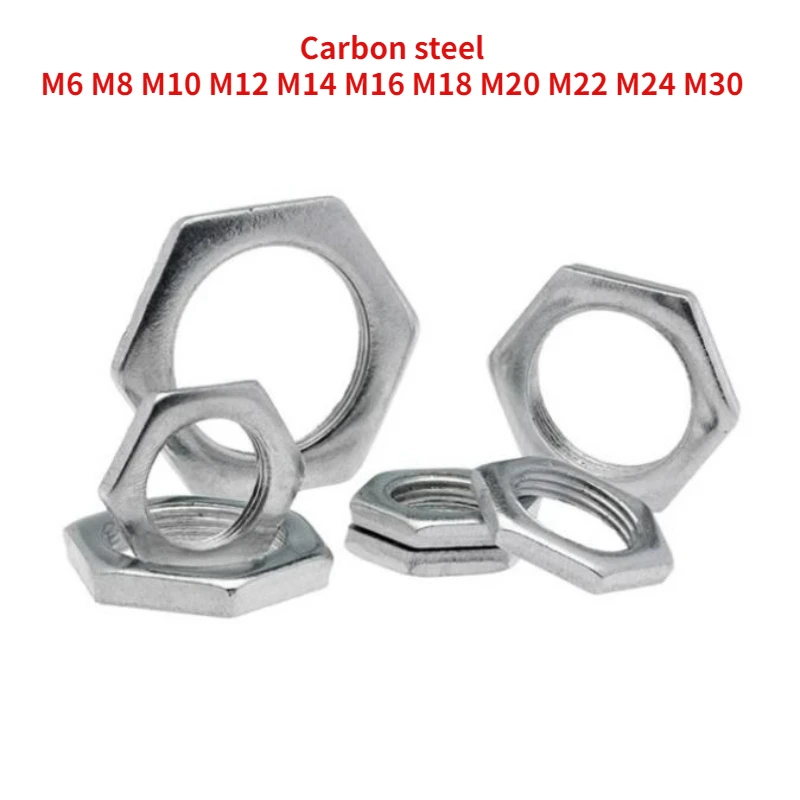 M6 M8 M10 M12 M14 M16 M18 M20- M30 GB808 Galvanized Iron Hexagon Thin Nut Fine Tooth Ultra-Thin Nuts Small Hexagonal Flat Nut