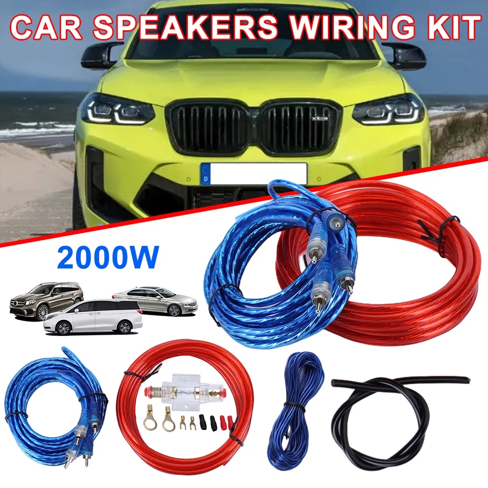 2000/1500W Speaker Installation Wires 18GA Car Power Amplifier Wiring Kit RCA Power Cable for Car Modification Vehicle Parts