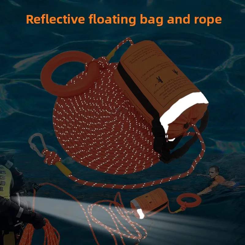 Tragbares reflektierendes Auftriebsseil – Führungsrettungsseil für Kajakfahren, Boote im Freien und Überschwemmungsrettungsklettern