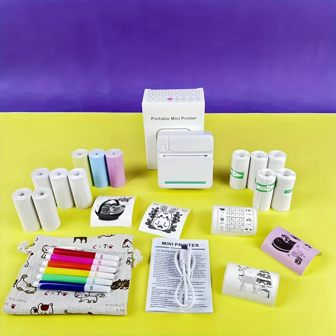 

Принтер для наклеек, мини-термопринтер с рулонной бумагой, бесчернильный фотогенератор для школьных принадлежностей и проектов «сделай сам», Bluetooth