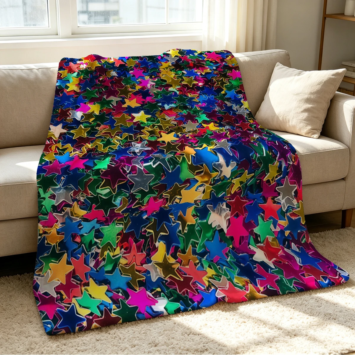 Color Confetti Blanket Soft Cozy Throw for Sofa Bed Festive Holiday Decor Gift for Kids and Adults,Lightweight and Warm