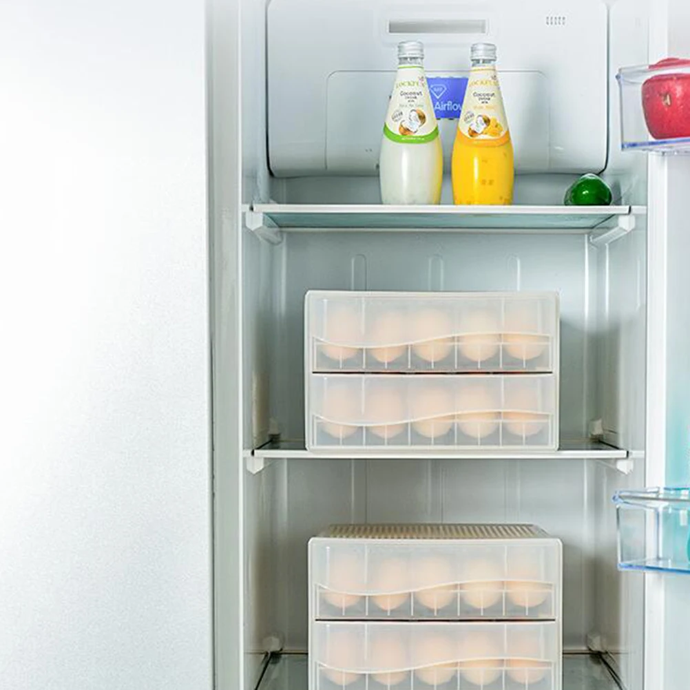

Egg Storage Box 60 Grids Double Layer Stackable Tray Fridge Organizer Transparent Container Plastic Crisper Dust Proof Space