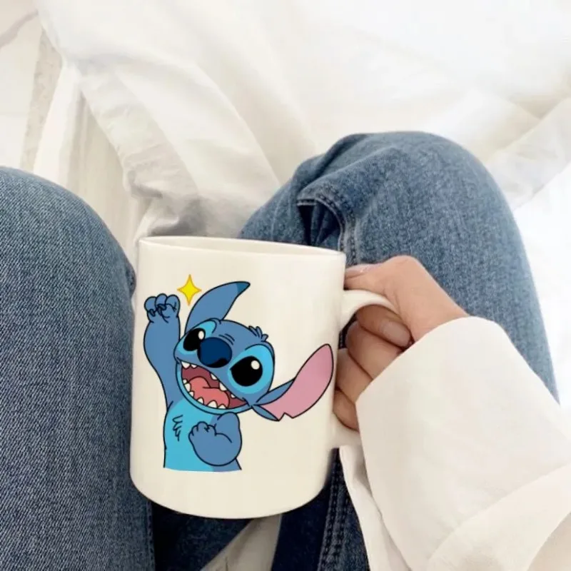 New Lilo & Stitch Ceramic Animated Mug Milk Water Cup Male and Female Couple Ins Style Girls Simple Personalized Cute Cup Gift