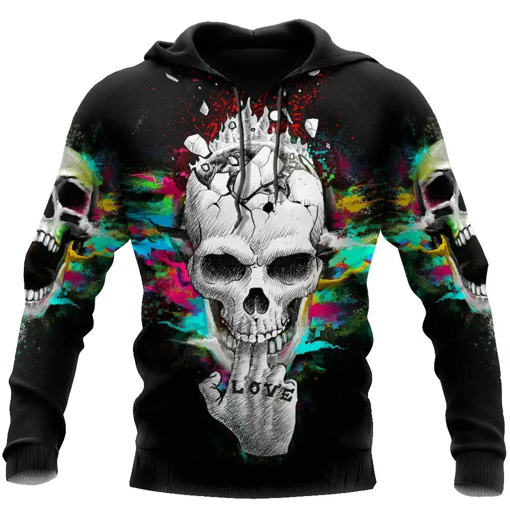 Fashion Men Hoodies Sweatshirt 3D Print colorful Skull Graphic dazzling streetwear Style personality Casual Oversize  Hoodies