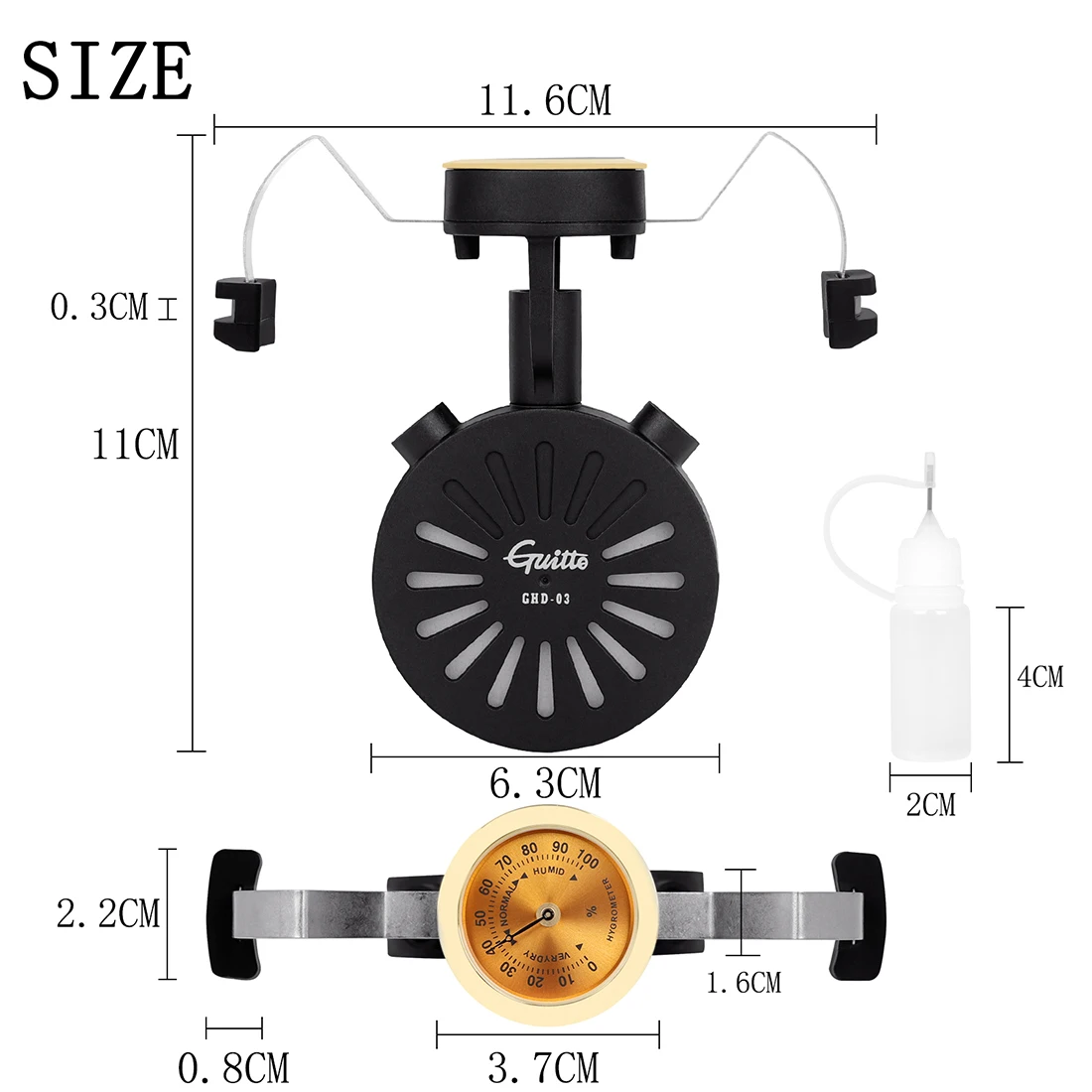 Portable Soundhole Guitar Humidifier with Hygrometer ABS+Metal Material Guitar Accessories for Classical / Acoustic Guitar