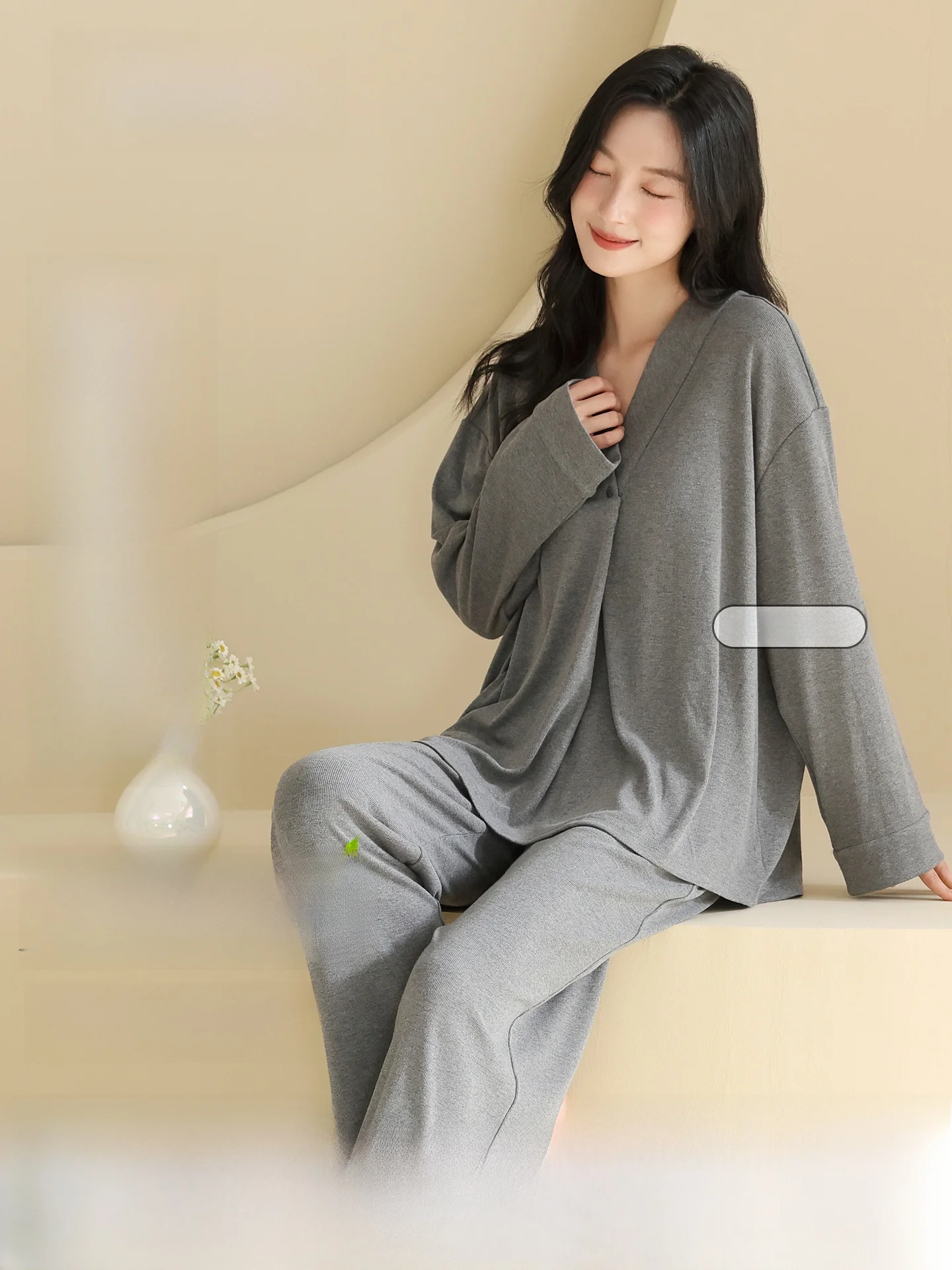 maternity-sleepwear-set-with-chest-pad-postpartum-nursing-special-home-clothes-spring-autumn-pregnancy-home-suit-urban-beauty