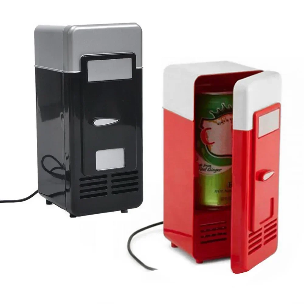 

Black Red Color USB Refrigerator Fridge Portable Cooler Mini Beverage Drink Cans Cooler / Warmer for Car Laptop PC Computer