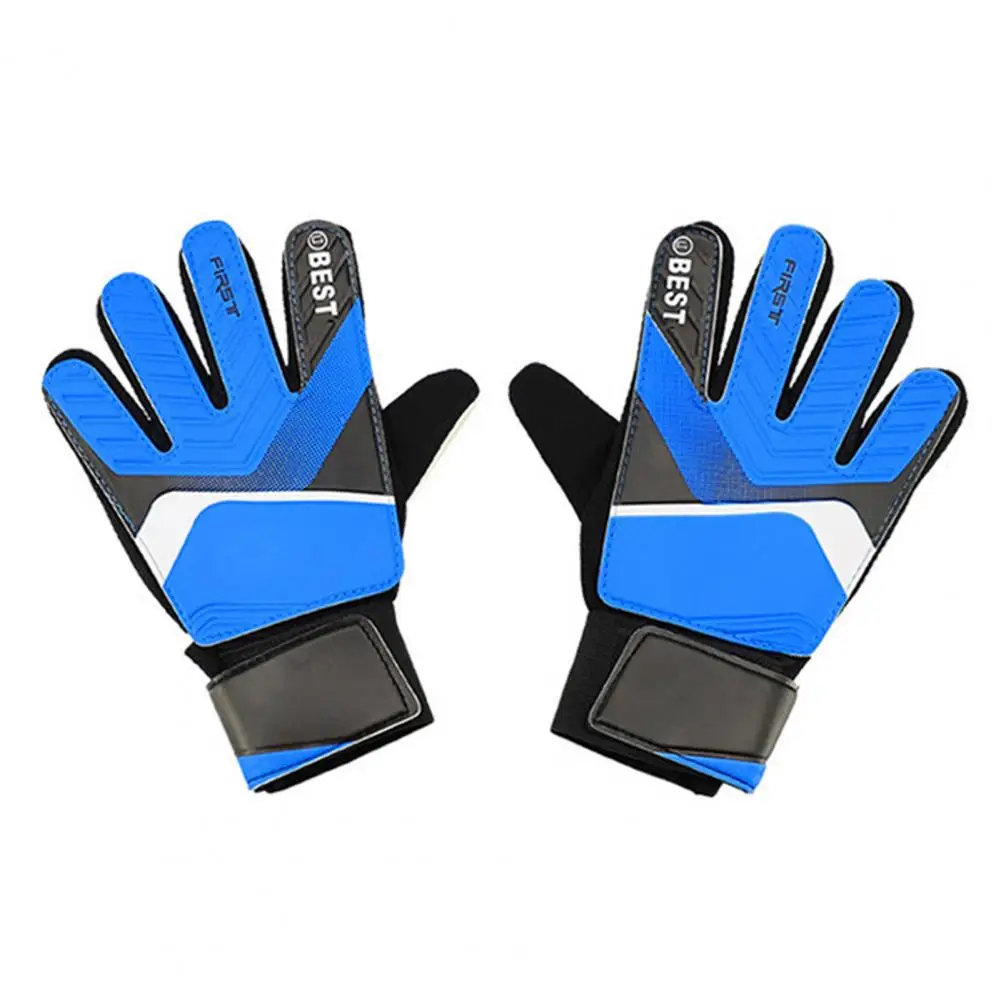 

1 Pair Full Finger Hand Protection Anti-Collision Faux Leather Children Football Soccer Goalkeeper Goalie Gloves for Game