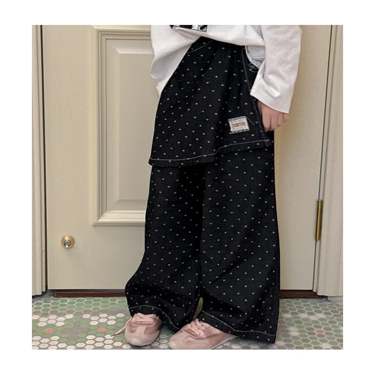 

Новые детские корейские брюки в горошек, стильные повседневные широкие брюки, модная детская одежда, брюки для девочек, весна 2025 г.