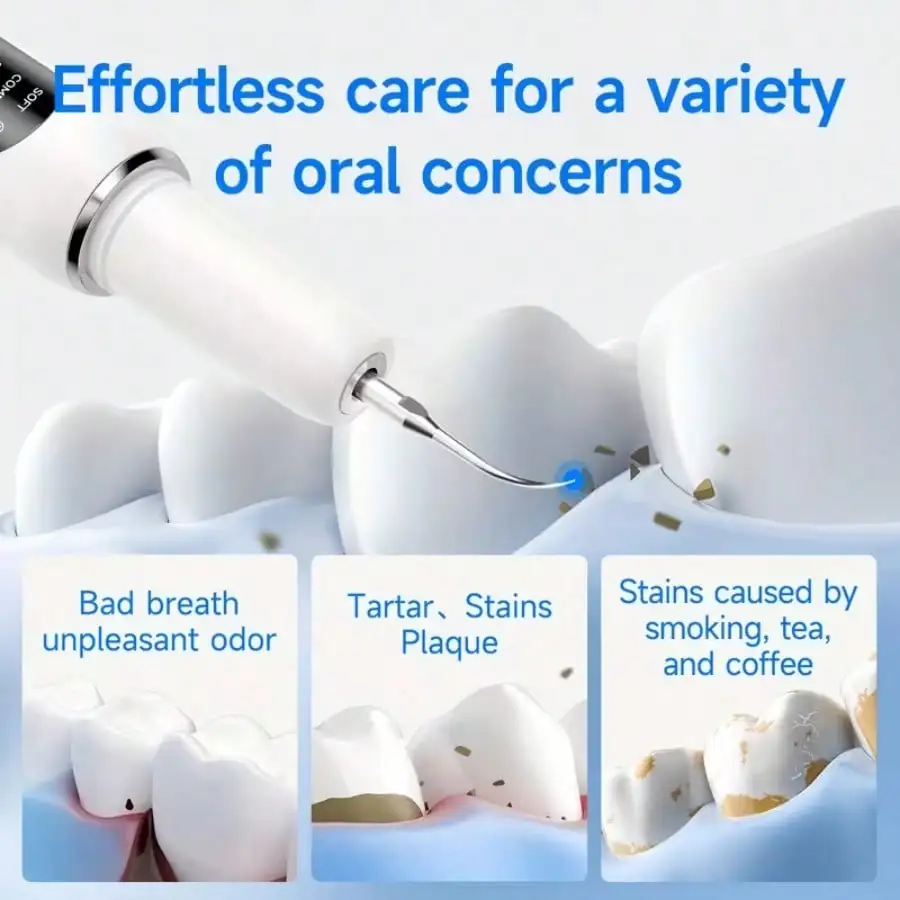 Electric Dental Cleaner With LED Light, 5 Cleaning Modes And 3 Accessories (Plaque Remover, Interdental Cleaner, Gum Massager) – USB Dental Care Device, Suitable For Plaque Removal, Gum Health, And Interdental Cleaning – Ideal Gift.