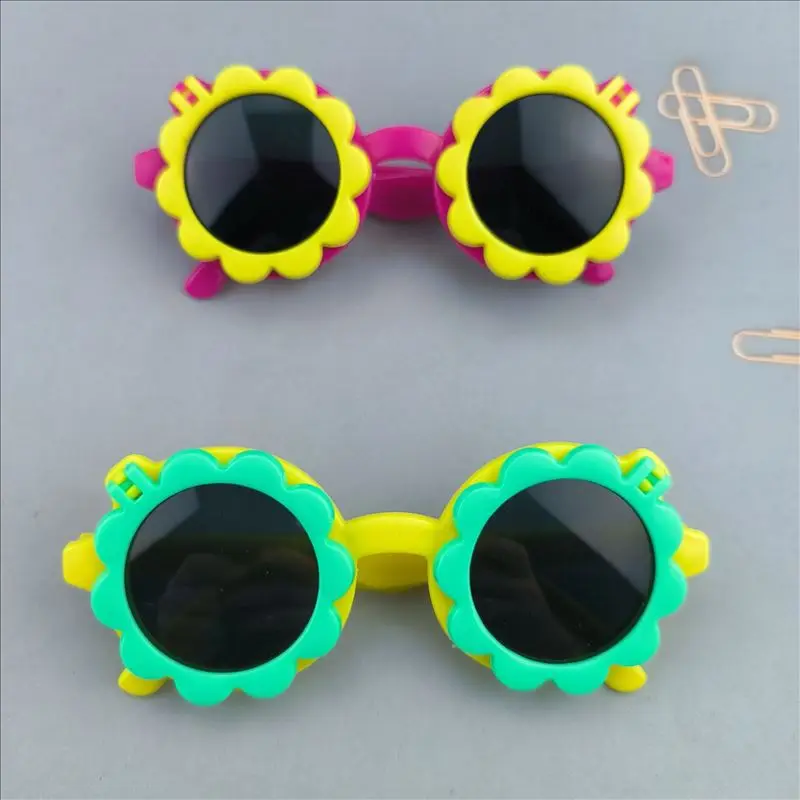 Cute Children\'s Sunglasses Cartoon Sunflower Flip Glasses Funny Outdoor UV400 Protention Eyeglasses Driving Goggles Kid Gifts