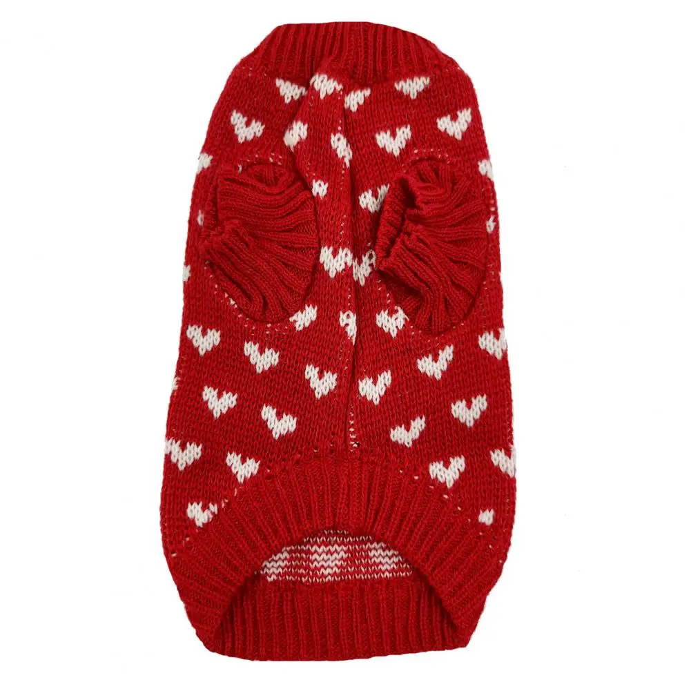 Fashionable Dog Sweater Adorable Heart Pattern Pet Sweater Fashionable Knitted Dog Valentines Day Clothes for Small Medium Dogs