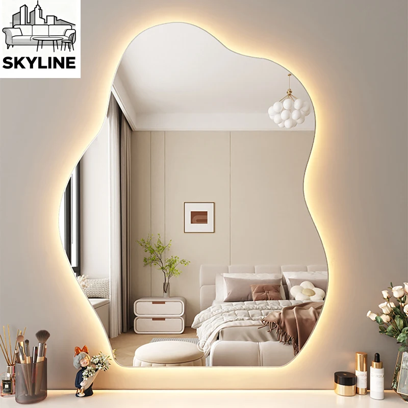 

Wavy Wall Mirror Living Room Decoration Modern Art Vanity Aesthetic Large Size Mirror Fashion Espelhos Lounge Suite Furniture