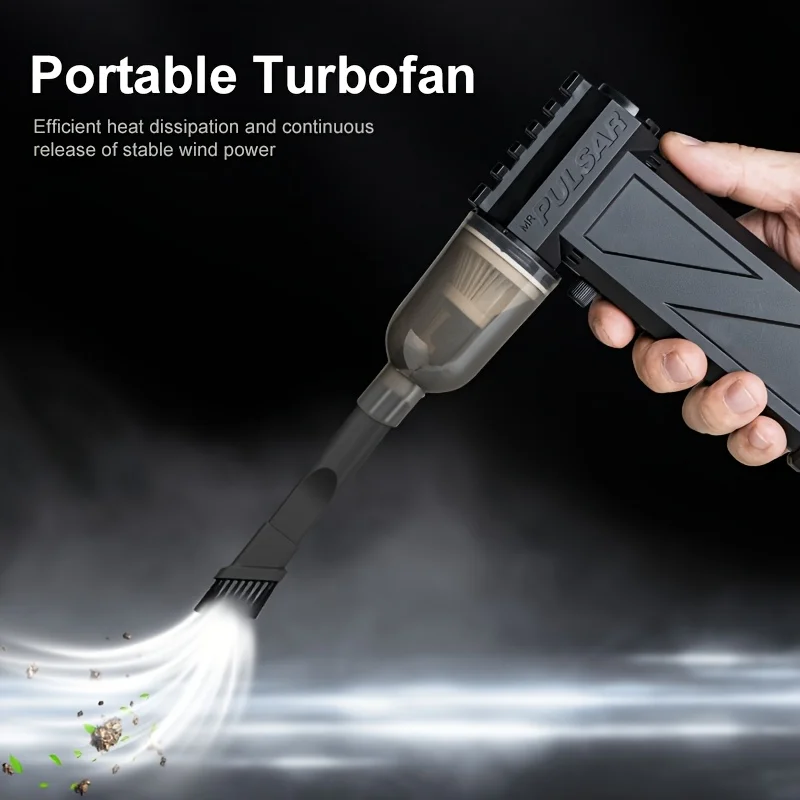 مروحة ومنفاخ توربو عالية السرعة بدون فرش بقدرة 150,000 دورة في الدقيقة - منفضة هواء محمولة بقدرة 6000 مللي أمبير في الساعة مع مجموعة مكنسة كهربائية، منفاخ نفاث 4 سرعات للسيارة