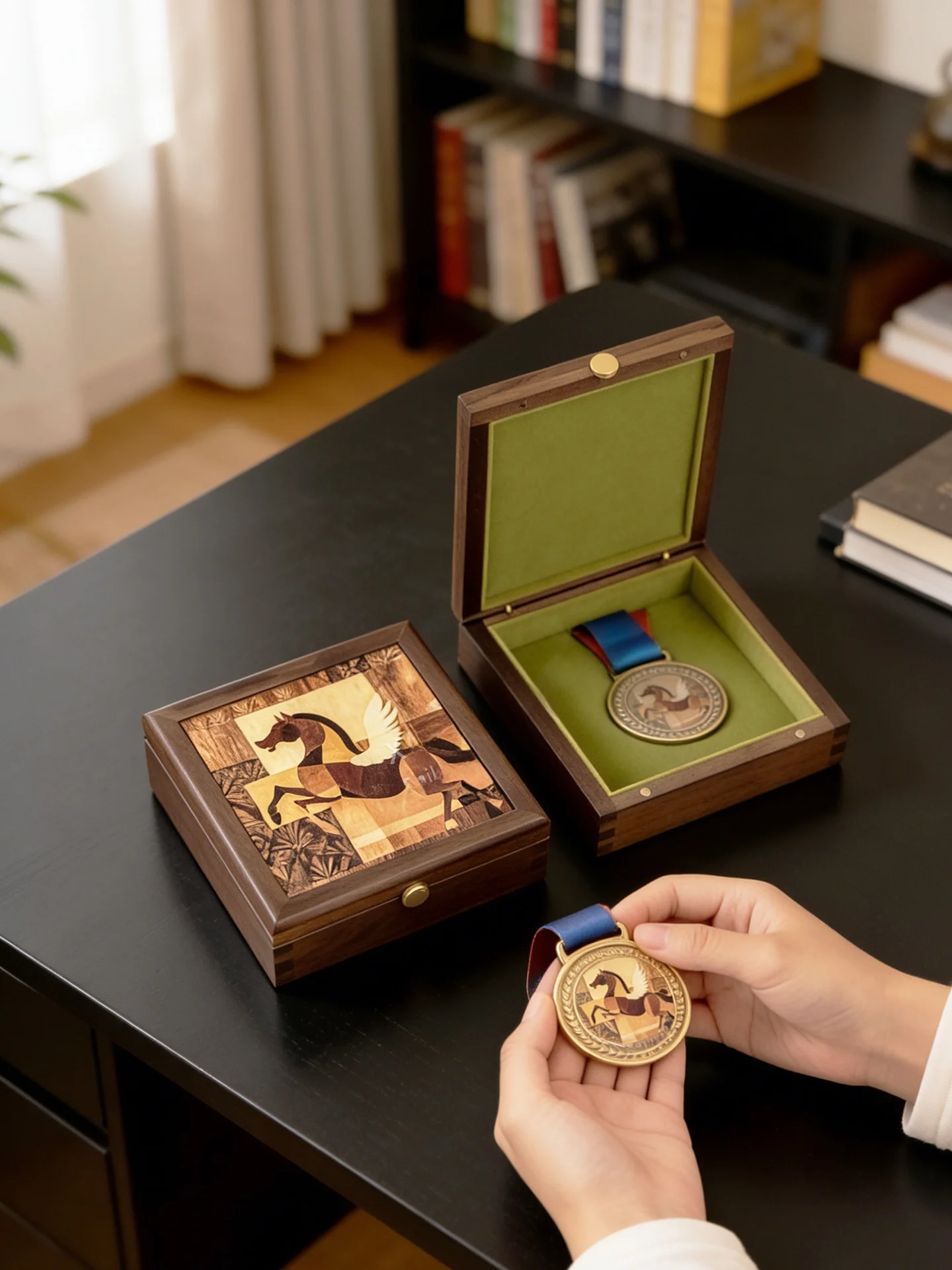 

Коробка-органайзер для медалей из орехового дерева Bla, на одну медаль, памятный футляр для хранения, тематический, ручной работы, в стиле ретро, на годовщину