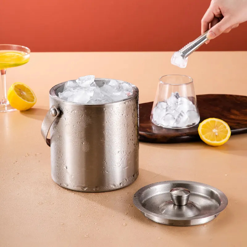 304 stainless steel ice with ice cubes bar ktv commercial household small ice beer bucket storage bucket