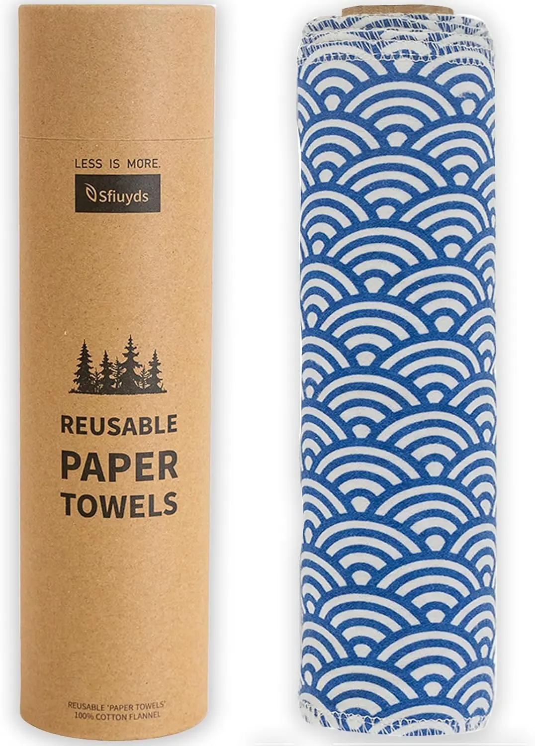 

Reusable Paper Towels Washable, Pack of 12 Flannel Cotton Cloth 10x12" with Roll, Eco-Friendly