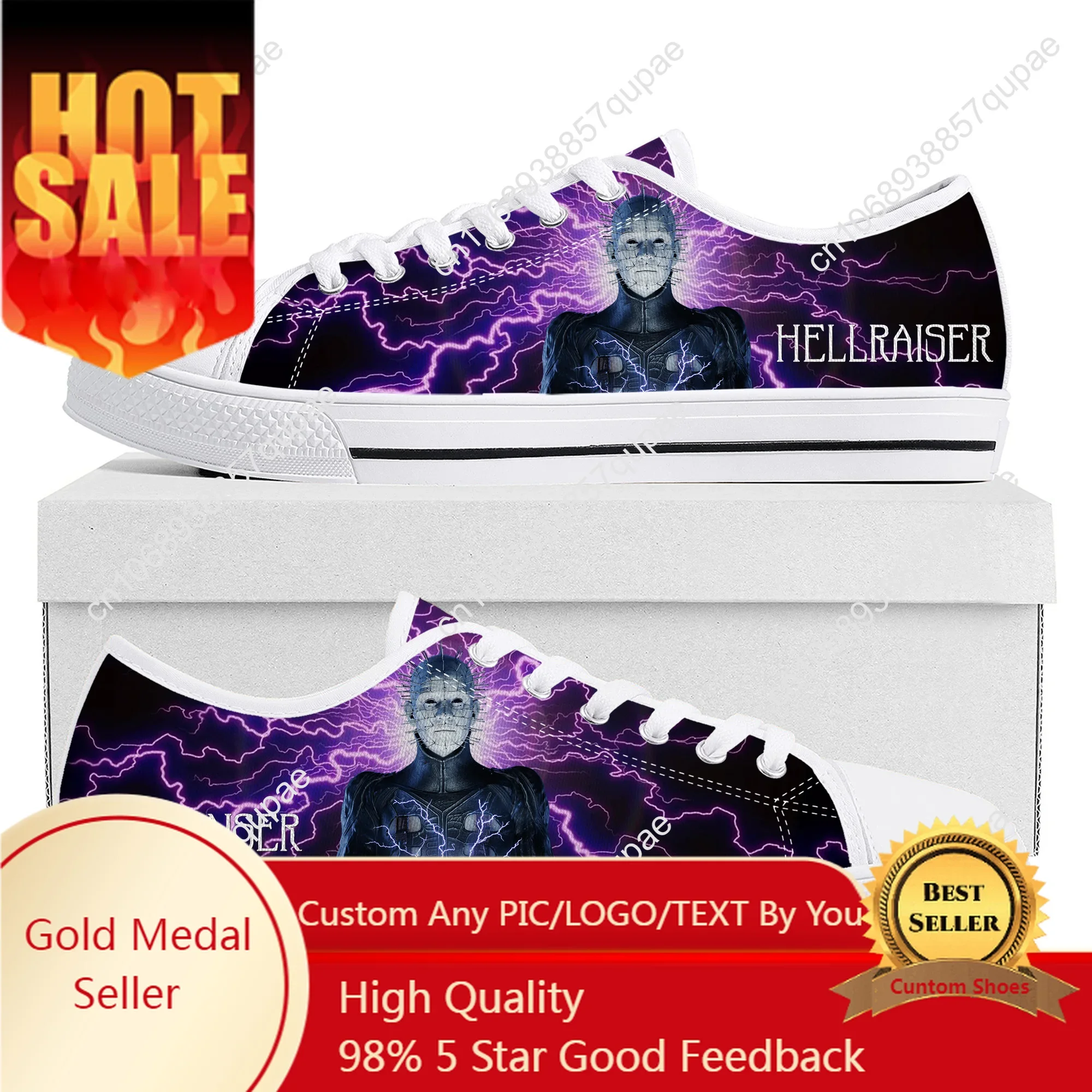 

Hellraiser Pinhead Horror Halloween Movie Low Top Sneakers Mens Womens Teenager Canvas Sneaker Quality Shoes Custom Shoe