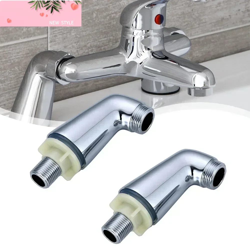 

2 Pcs Chrome Deck Mounted Bath Filler Shower Mixer Tap Legs Adapter Extension Bathroom Brass Silver Faucet Douche Accessories