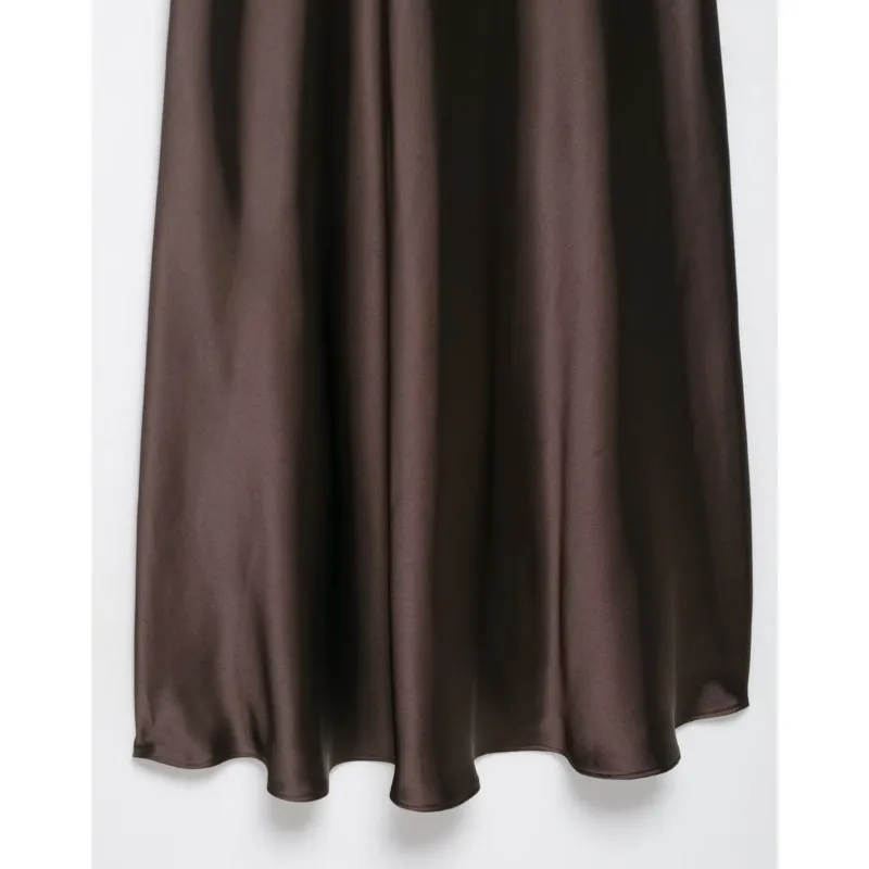 HipSeam 여성용 새틴 미디 드레스 섹시한 백리스 스파게티 스트랩 V넥 롱 드레스 플리츠 여성용 시크 드레스