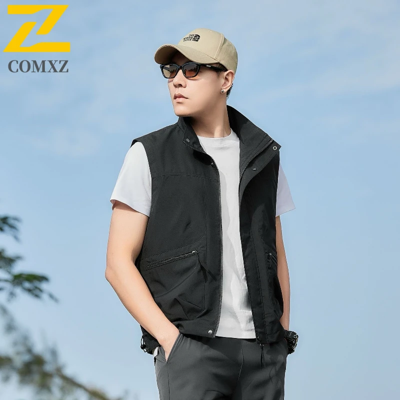 

Новинка 2023 года, мужской жилет с воротником-стойкой, свободный дышащий жилет с несколькими карманами на молнии, рабочая одежда, куртка без рукавов, жилет для кемпинга и рыбалки на открытом воздухе