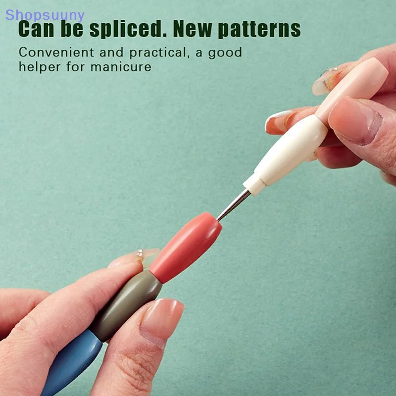 [SU]1/5Pc Professional Nail Art Dotting Pen Plastic Handle DIY Dotting Pens Can Be Spliced Rhinestones Gem Picker Manicure Tools