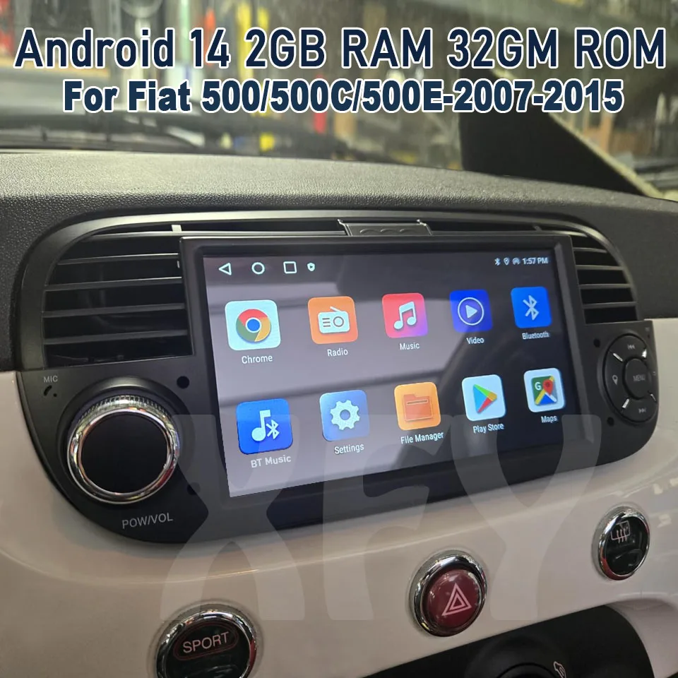 

Новый мультимедийный проигрыватель для Fiat 500 (2007-2015) с беспроводным CarPlay и Auto, Bluetooth, GPS, Android 14, автомобильное радио, стереосистема, навигационная головная система