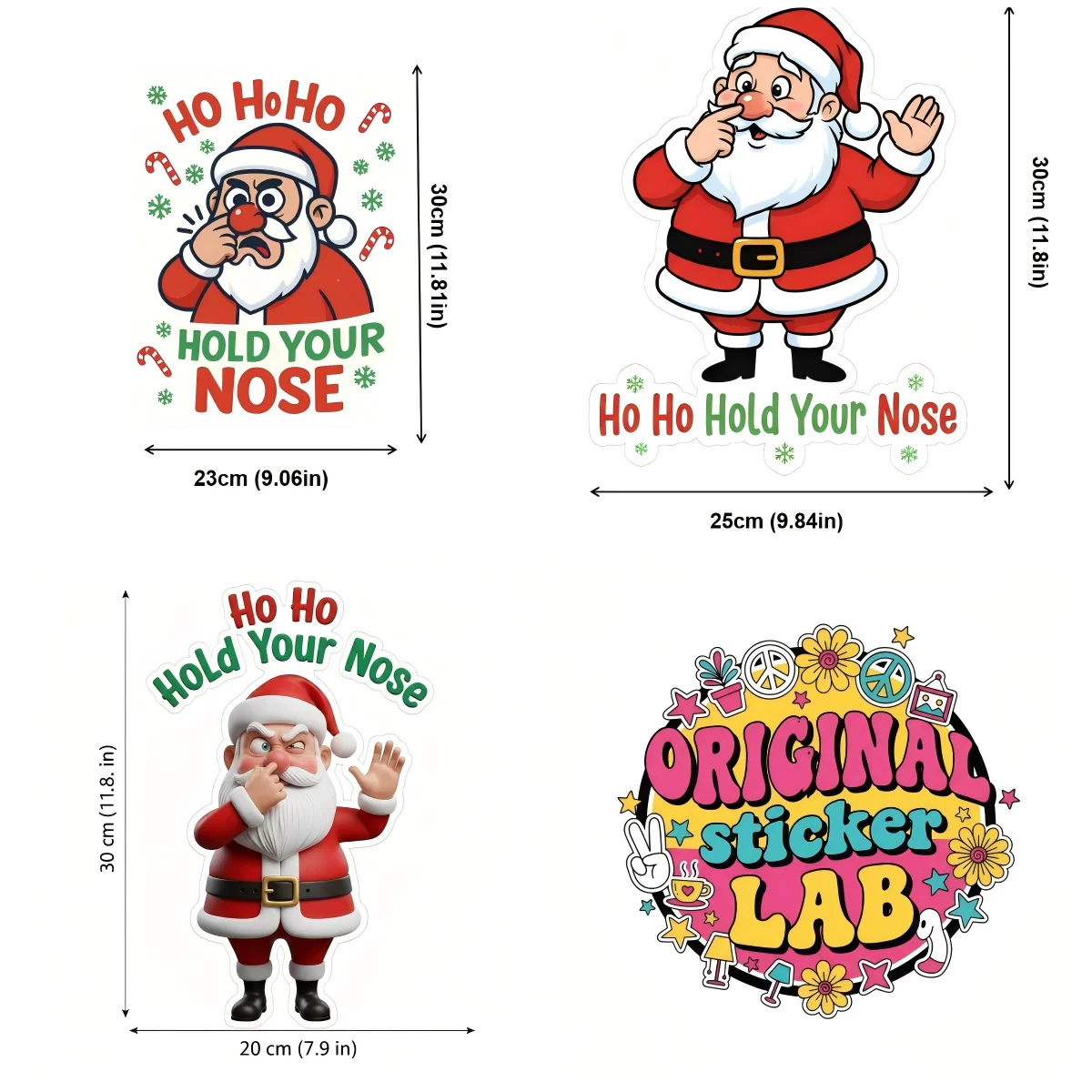 ملصق تواليت ذاتي اللصق "Ho Ho Hold Your Nose" - مقاوم للماء، فن عيد الميلاد المؤنس، سهل الاستخدام/إزالة ديكور الحمام