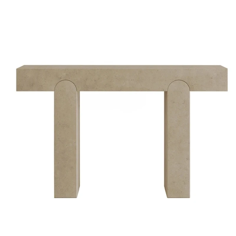 

Французский светлый роскошный травертиновый входной столик, узкий стол, скандинавский минималистичный натуральный мрамор у стены