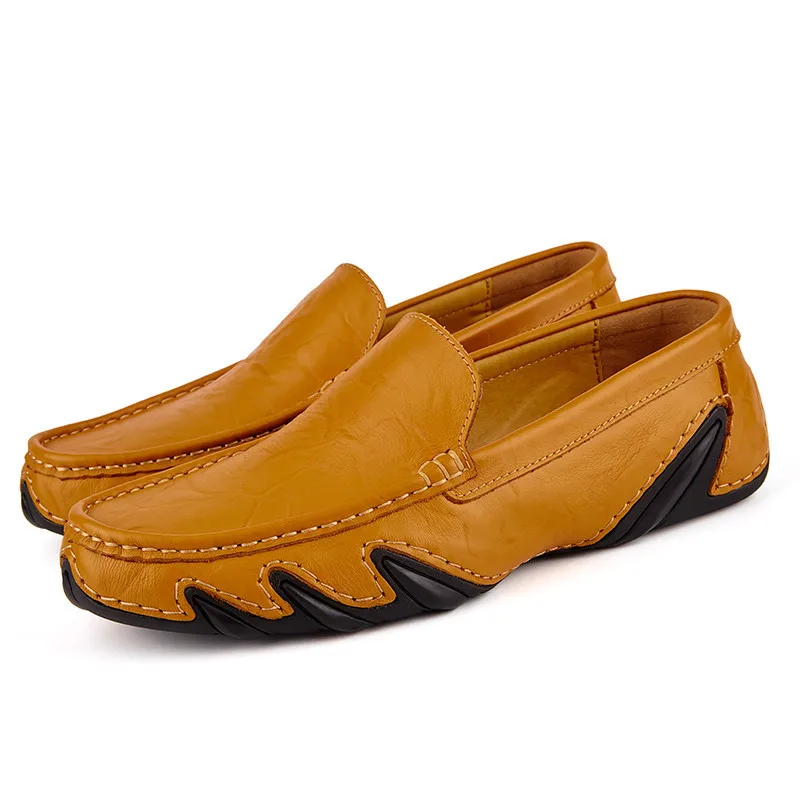 

Trend Brown Men Casual Leather Shoes Designer Octopus Sole Men's Loafers Big Size 47 Comfy Flat Shoes for Men sapatos masculinos