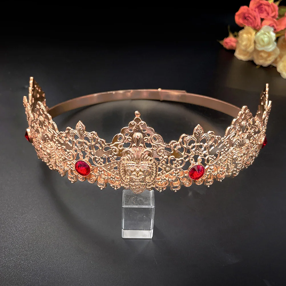 

Crown Headdress Rhinestone Tiara Prop Zinc Alloy Bridal Halloween Costumes Performance Show Accessories Hair Crown Elegant
