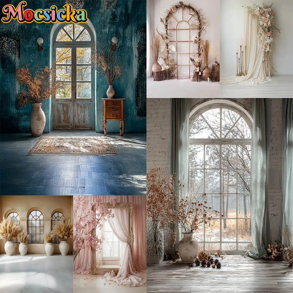 

Mocsicka фон для фотосъемки в стиле бохо, занавеска для комнаты, цветочное украшение, фон для беременной женщины, портретный студийный реквизит для новорожденных