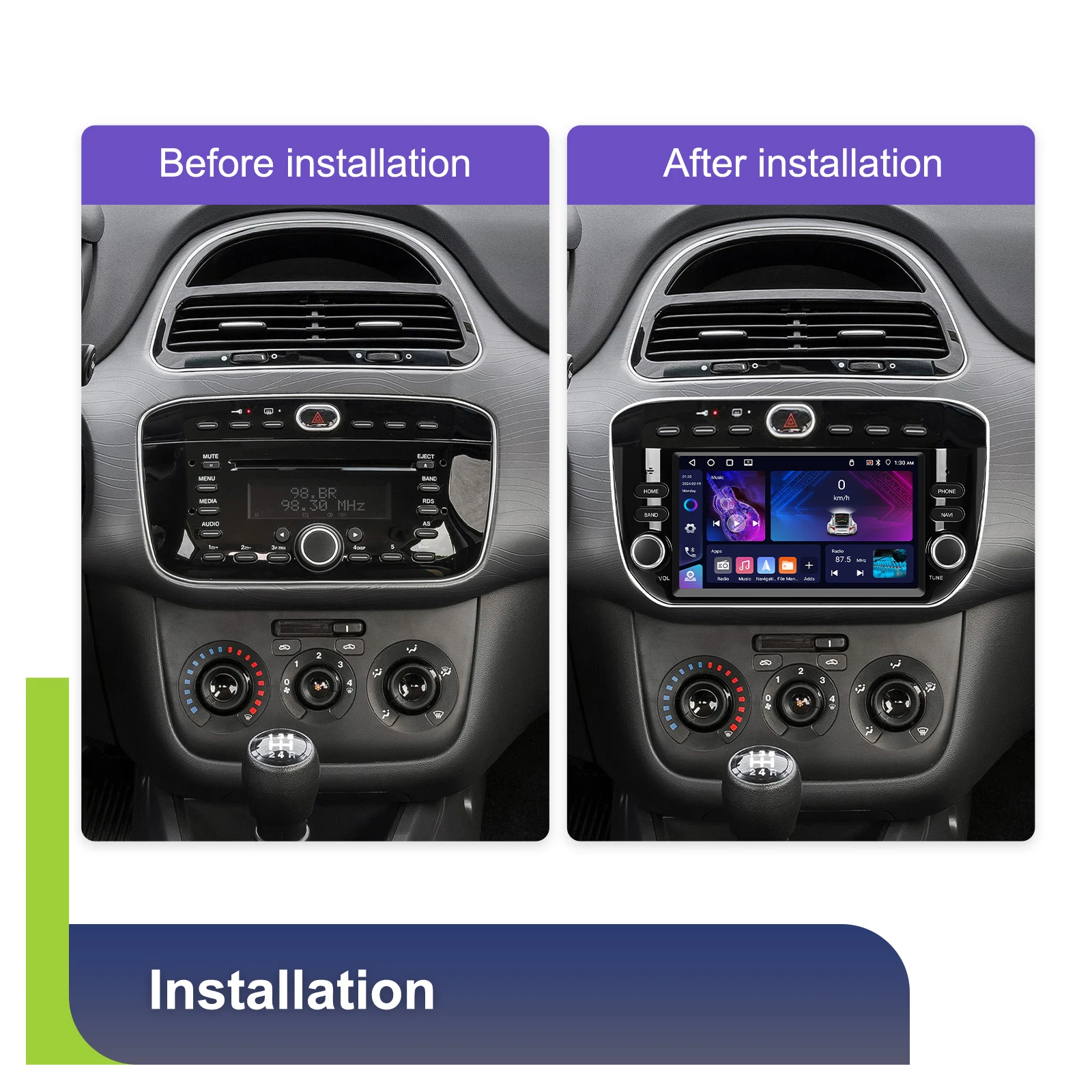 Podofo 2DIN 4+64G Android Autoradio für FIAT Punto 2012–2016 Auto-Multimedia-Player Carplay Android Auto GPS Mirror Link USB – Detail 2