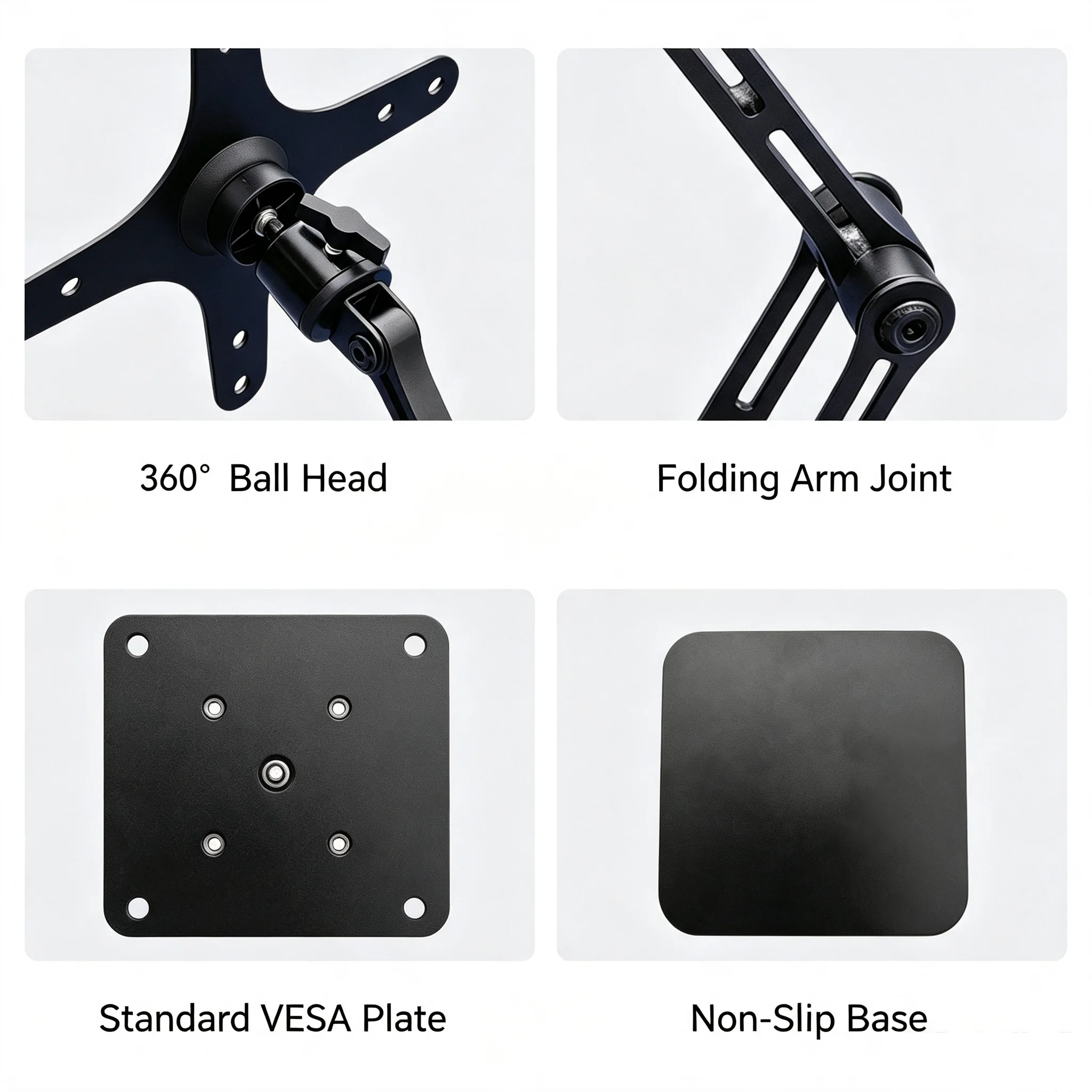 Faltbarer Monitorarm, tragbarer Monitorständer mit 360°-Drehung, Tablet-Halterung, Gelenkarm für Displays, Monitorzubehör – Detail 3