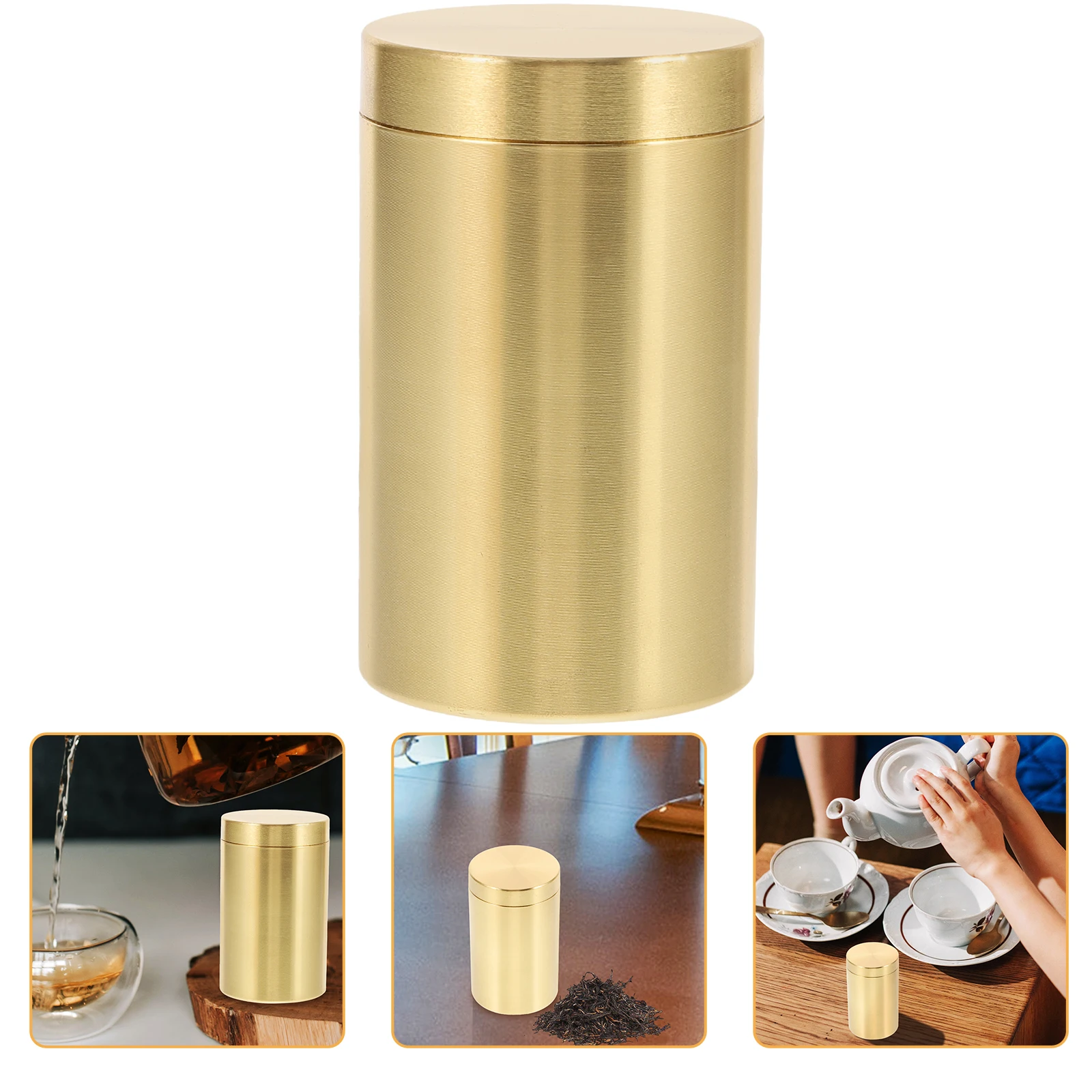 

1pc Brass Tea Storage Jar Sealed Container for Coffee Beans Oatmeal Food Preservation Canister Home Storage Solution