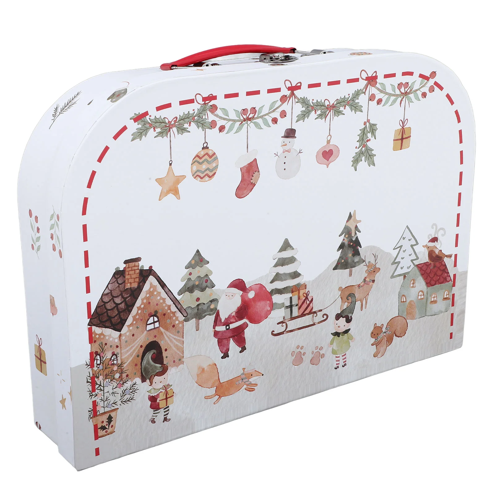 Christmas Cardboard Tote Box Small Suitcase Boxes Retro Decor Home Decoration Candy Party Favors Gift Portable Travel