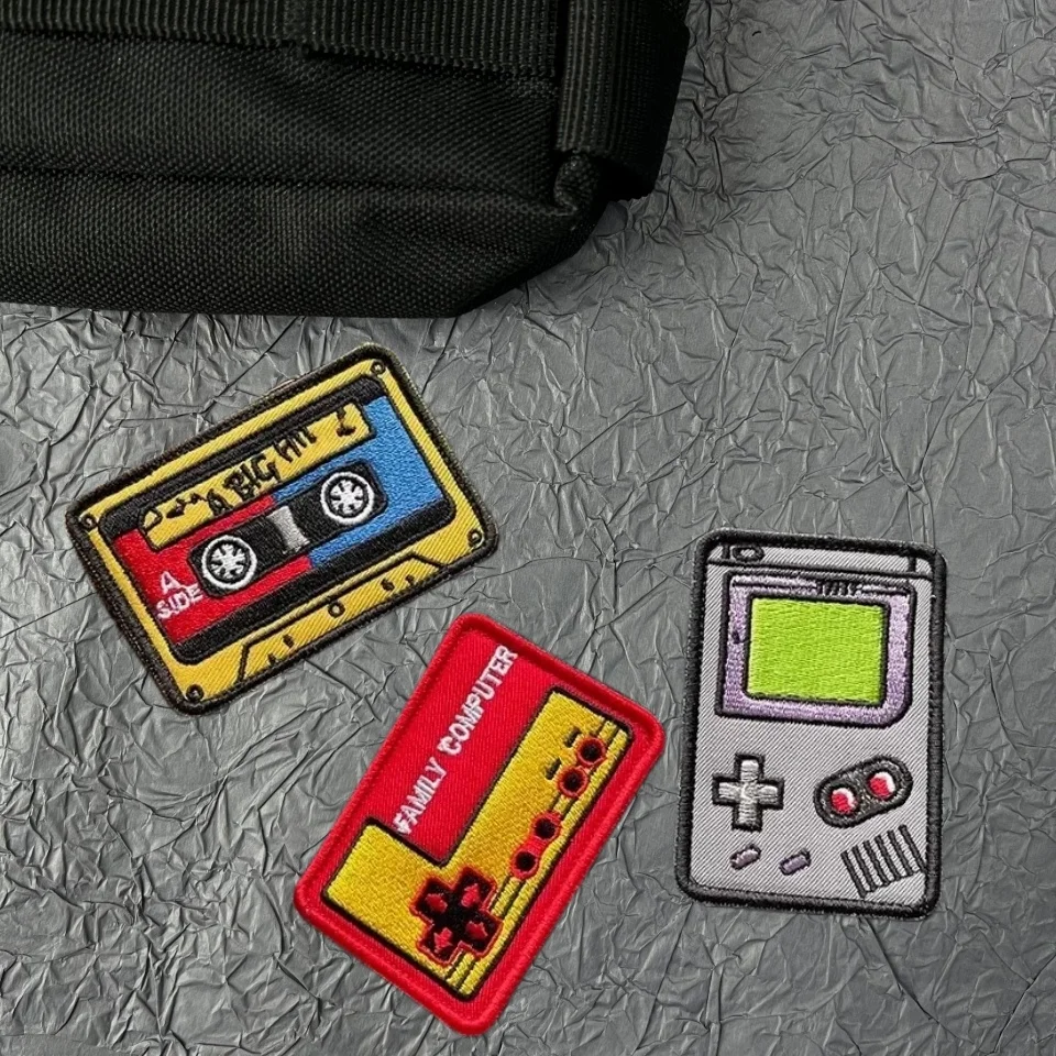 GAMEBOY Retro Memory Badges Hook and Loop Embroidery Patches for Clothes Nostalgic Tactical Backpack Patch Stickers