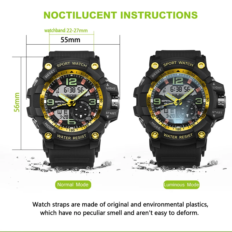 Fashion Sanda Top Brand Military Men Waterproof Sport For Watches Luxury Clock Male Dive Saat Relogio Masculino 759