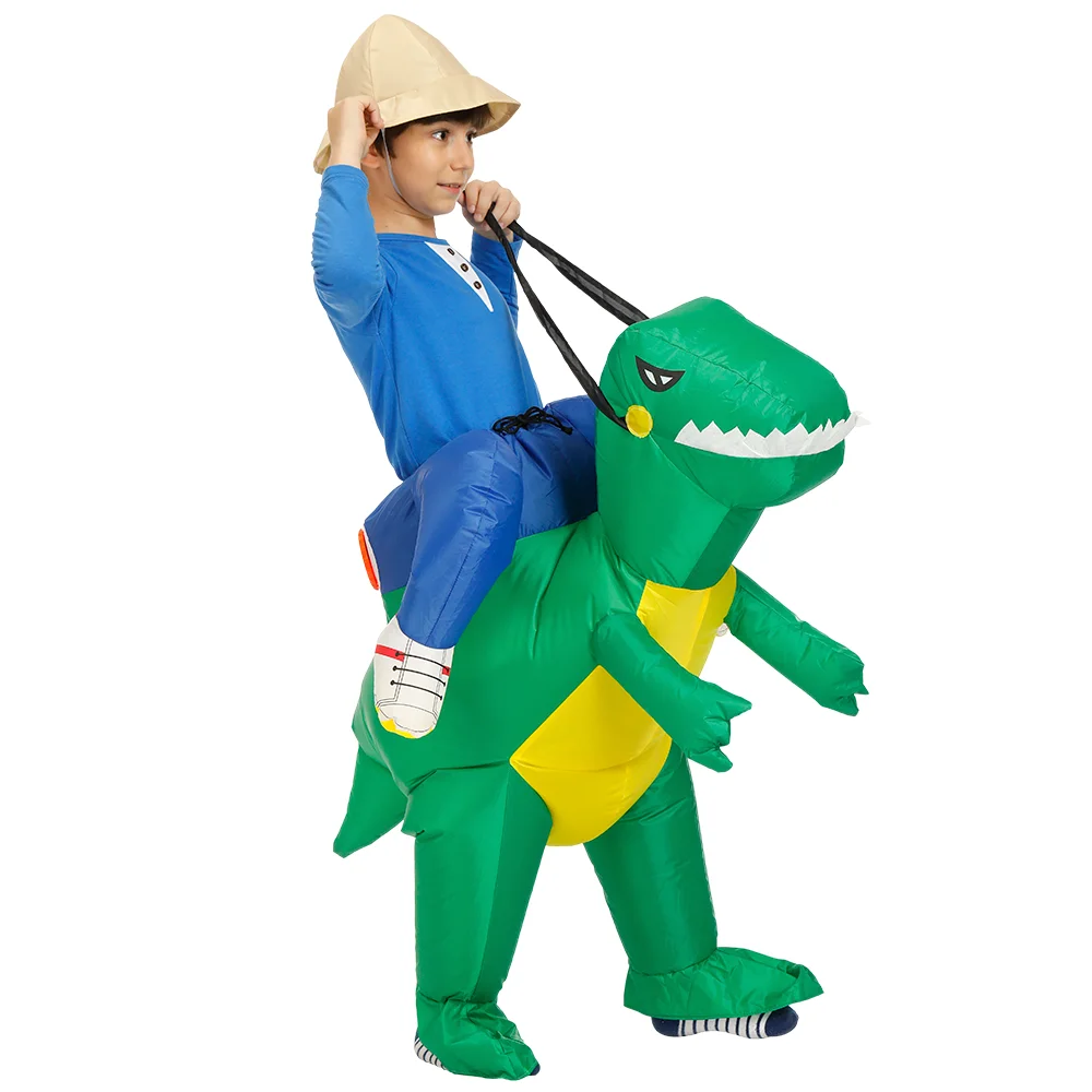 Traje de dinossauro inflável para crianças, Terno extravagante engraçado para o Halloween, Mascote Purim, Vestuário animal para meninos e meninas