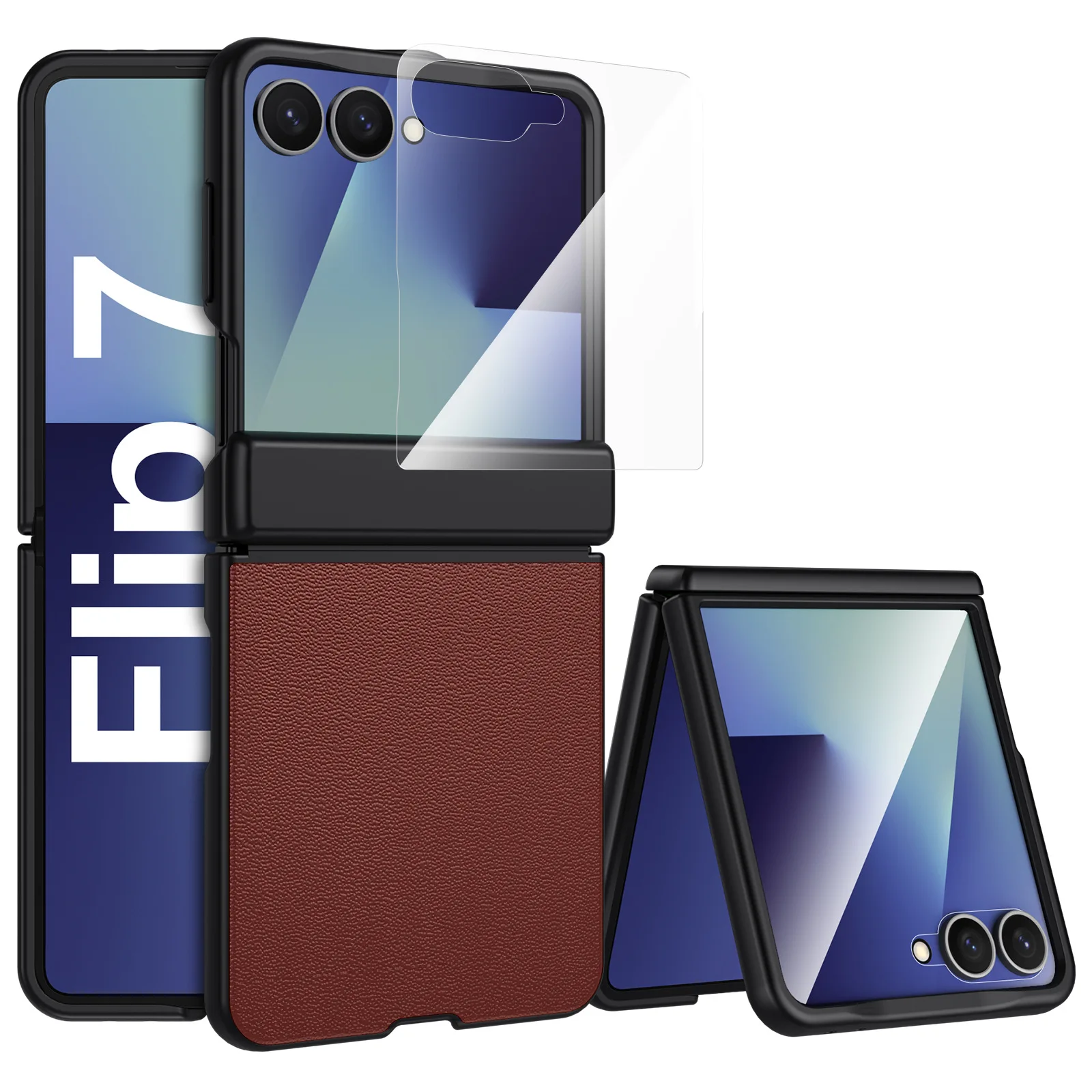 

case for Samsung Z Flip 7 Ultra-thin protective cover for folding screen with full lens coverage genuine leather tough shell