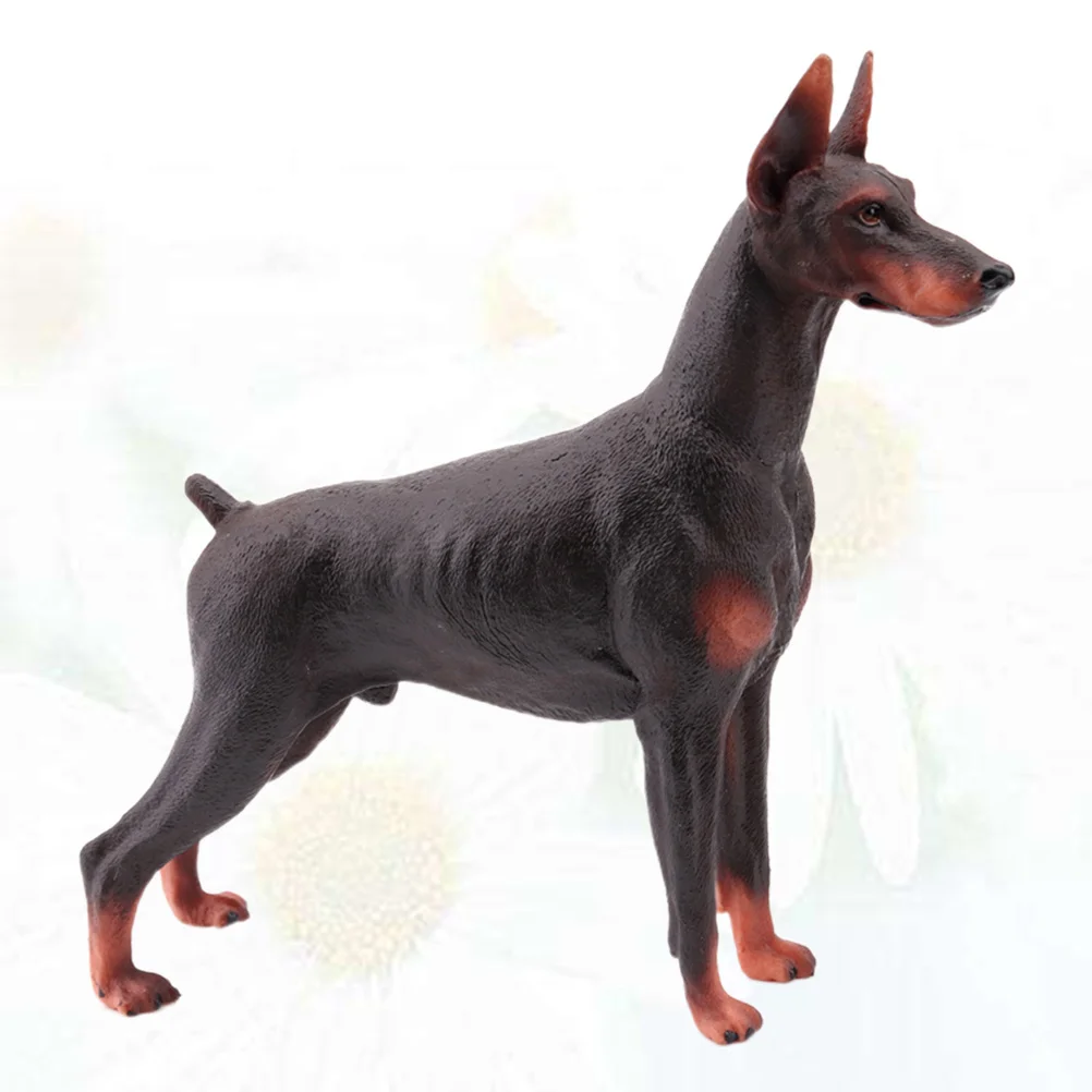 

1pc Simulation Doberman Brown Dog Lifelike Animal Ornament For Home Office Car Decoration Dobermann Hand Figure