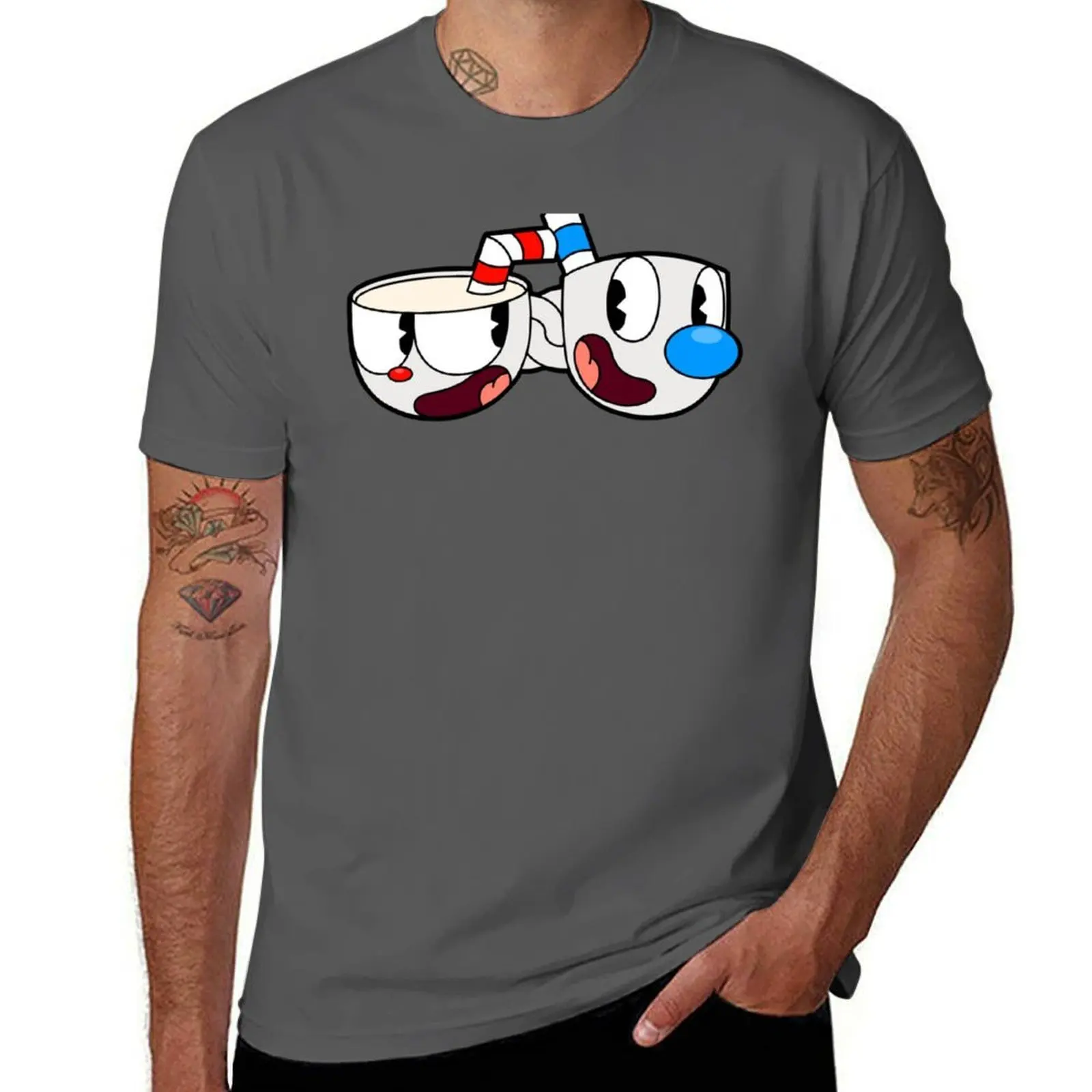 

Cuphead and Mugman T-Shirt printed t shirts for man black cotton t-shirt plain for man package T-Shirt