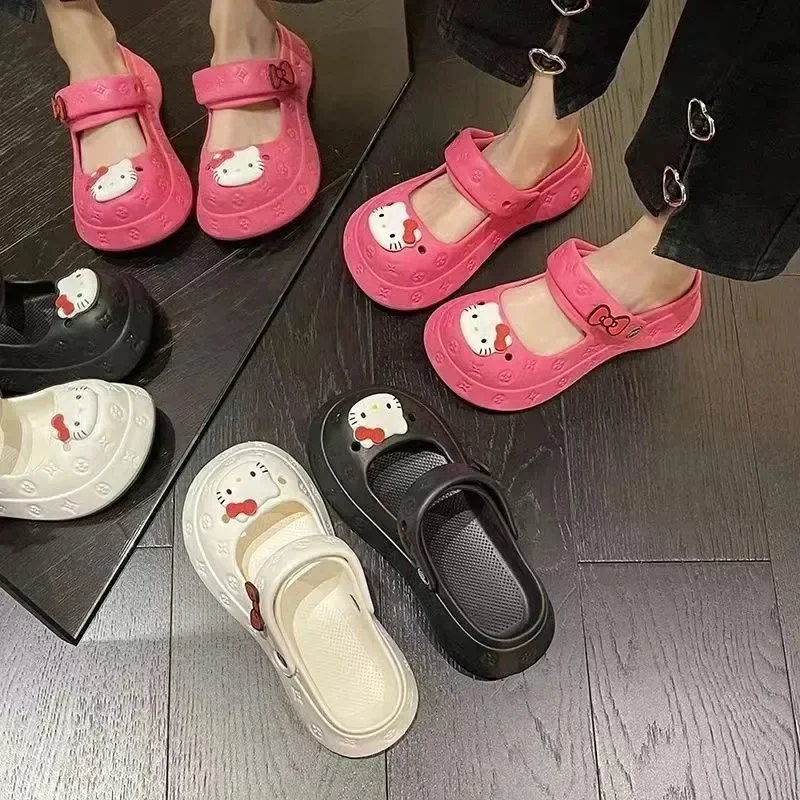 Sanrio Hello Kitty Sandals Cute Cartoon Thick Bottom Home Slides Soft Clogs Garden Shoes Beach Sandals Home Slippers Y2K Gifts