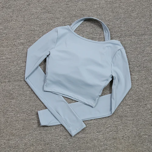 Imagen 2 del producto Traje de Yoga con cuello colgante para mujer, entrenamiento deportivo adelgazante, camisetas de tenis al aire libre sexys, ropa interior